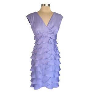London Style Purple Shimmer Ruffled Tiered Dress Women Sz 6 Fairy Prom Cocktail